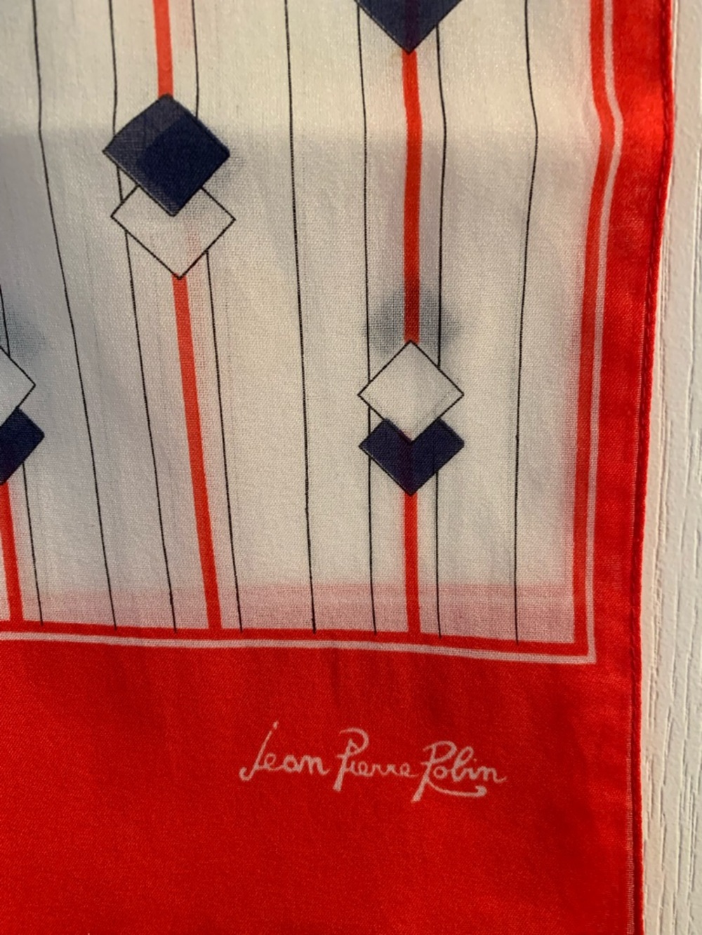 Patterned Scarf Duo in Navy, White & Red - Picture 7 of 7